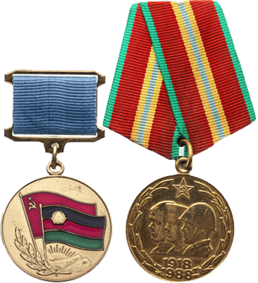Медали: «Воину-интернационалисту от благодарного афганского народа» и «70 лет ВС СССР»